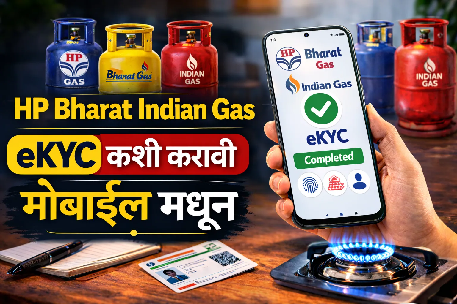 📢 LPG Gas eKYC Process - Indian Gas Bharat Gas HP Gas | LPG गॅस ई केवायसी कशी करावी मोबाईल मधून